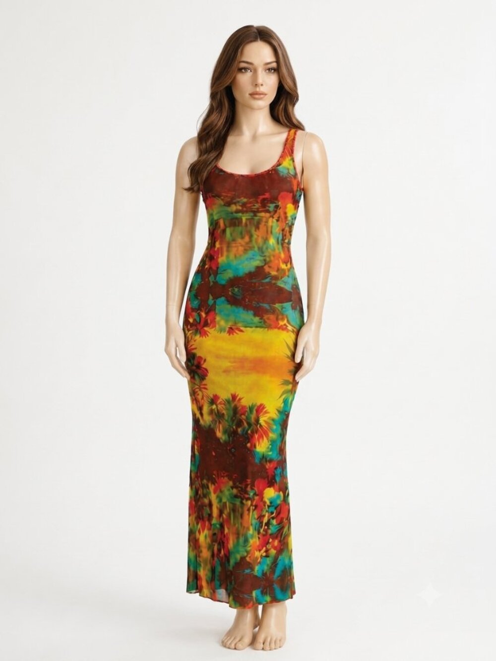 Vintage Jean Paul Gaultier-Gauguin Printed Mesh Dress-Iconic; Unworn Condition - Picture 1 of 13